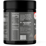 Back label of Go Pro Cacao Protein Blend showing nutrition facts, ingredient list, amino acid profile, and certification details