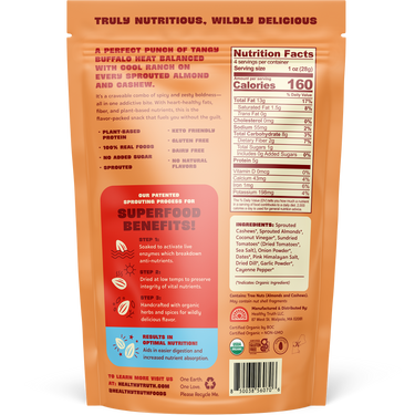 Nutrition label and ingredient list on a food packaging back