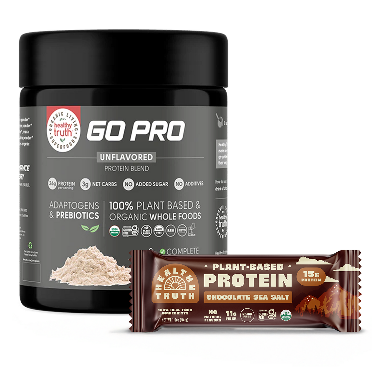 Protein Powder (Unflavored) & Protein Bar (Chocolate Sea Salt) Bundle ...