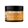 Container of "Golden Milk" by Healthy Truth. Labeled as caffeine-free with "500 mg curcumin per serving," "2g net carbs," "no added sugar," and featuring benefits such as sleep support, recovery, and digestion. 