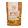 Front view of a Healthy Truth mango slices resealable 3oz  package labeled 'Fruit, the whole fruit & nothing but the fruit,' featuring organic, gluten-free, plant-based, dairy-free, raw, and kosher certifications. The bag shows an image of sliced mango and has a USDA Organic seal.