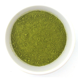 a bowl of earthy green fine powder