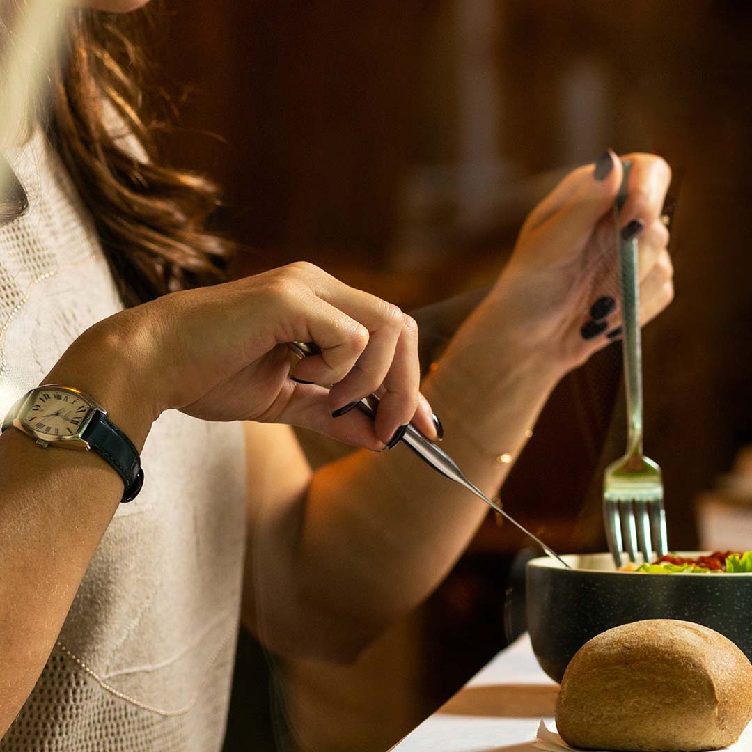 A woman eating a healthy meal