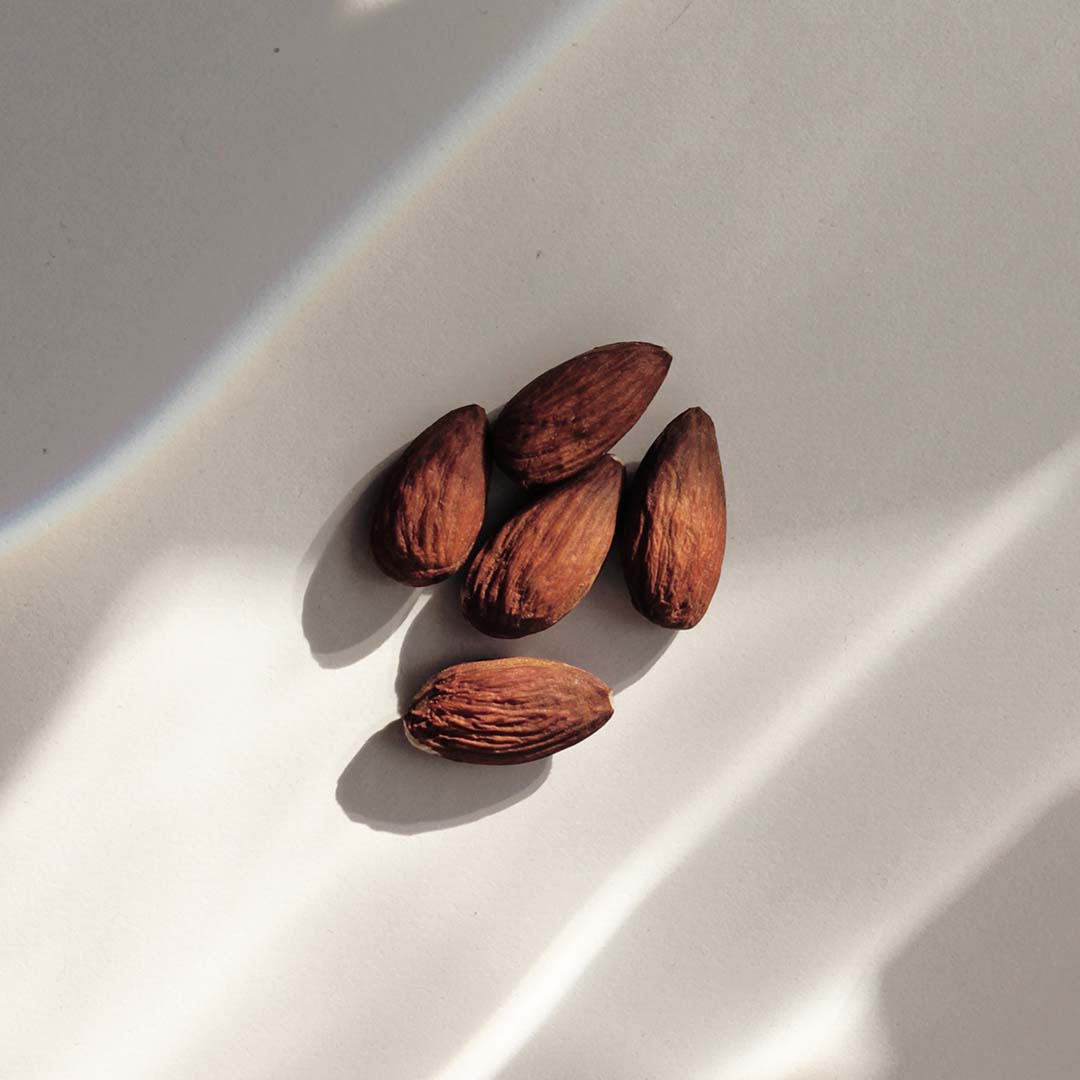 Some almonds on a table