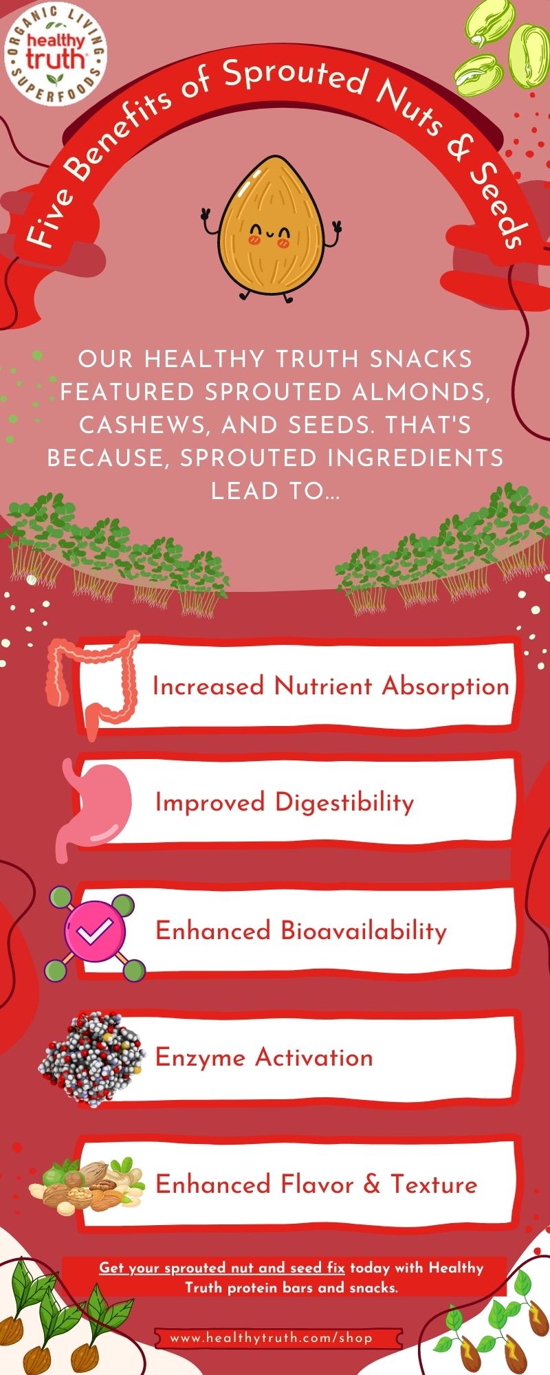 Infographic about the benefits of sprouted nuts and seeds.