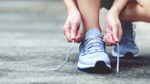 tying shoelaces